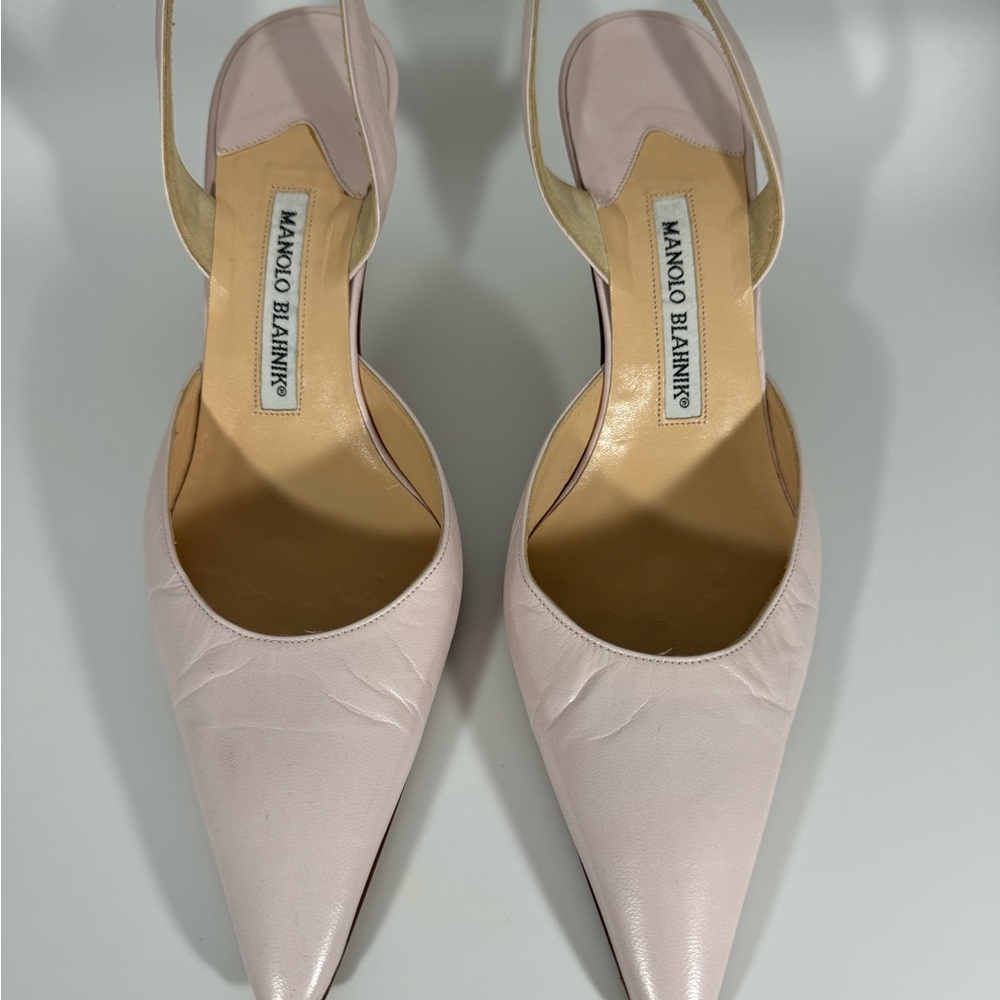 Manolo Blahnik Leather Slingback Pumps